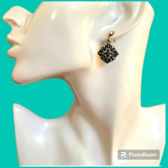 3/$30 Floral Enamel Silvertone Metal Post Dangle Earrings - Picture 1 of 6